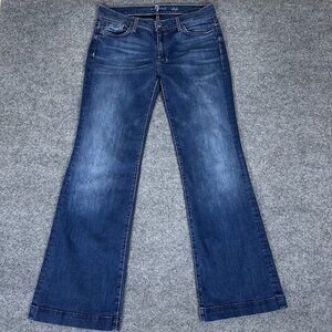 7 For All Mankind Dojo Jeans Womens 31 (34x33) Blue Flare Leg Denim Casual Adult